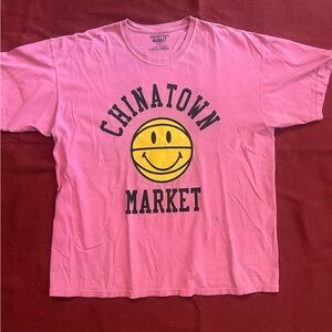 Pink Chinatown Market smiley face cotton tee #skater